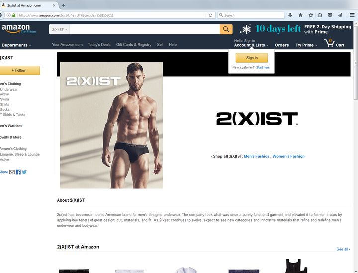 The men’s underwear brand 2(x)ist – once sold almost exclusively in gay shops around the country – reaches a much broader demographic today on Amazon.
