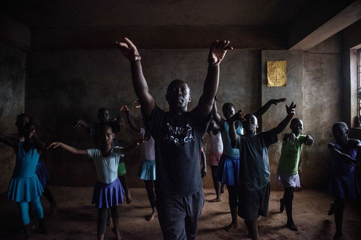 Mike Wamaya is a former proffessional dancer and teacher for the ballet class. The ballet is part of Annos Africa, a charity who also have art classes, traditional dance music and much more in slum areas around Kenya.
