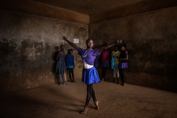 "When I was young, I saw ballet on TV, I liked the dance and the pointing shoes, and I wanted to be a ballerina since then," says Pamela, 13, one of the older students in the class.