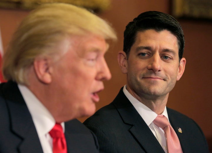 Ryan pondering the loss of his dignity while meeting with Trump last month on Capitol Hill.