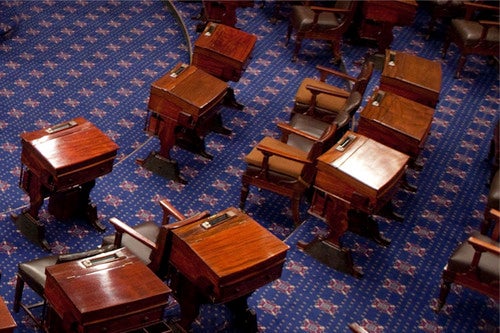 With the U.S. Senate adjourned, the chamber is empty which means that judges’ seats in federal courthouses across the country
