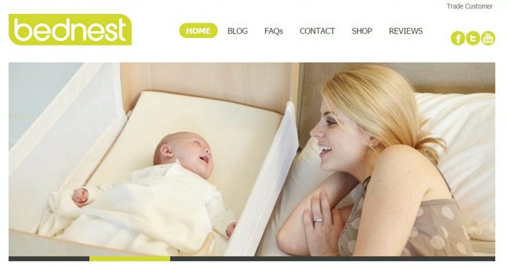 The webpage of the Bednest cot