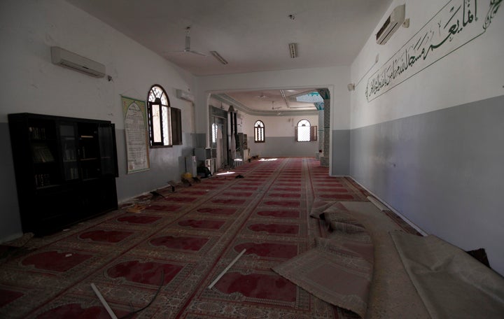The interior of a mosque where Eritrean migrants hid after escaping from Islamic State captors in Sirte, Libya, November 11,