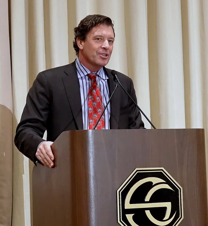 <p>Robert Semrad makes acceptance speech after receiving Strategic Partner Award for contributions to Project HOOD in Chicago Dec. 12, 2016</p>