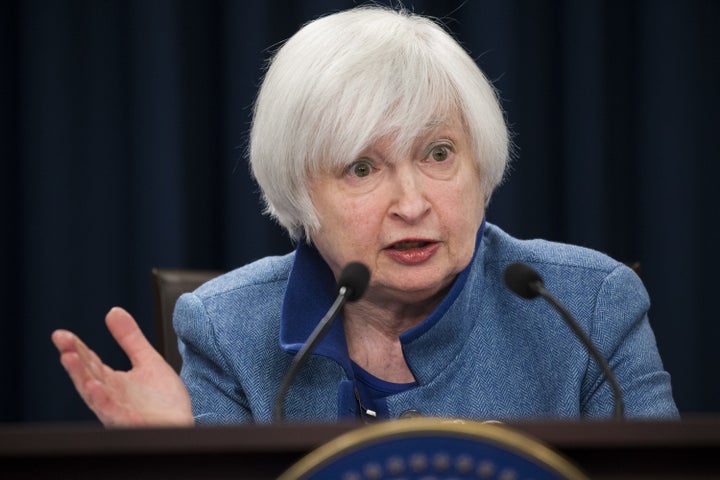 Federal Reserve chairwoman Janet Yellen speaks during a press conference following the Fed's interest rate announcement in Washington, DC on Dec. 14, 2016.