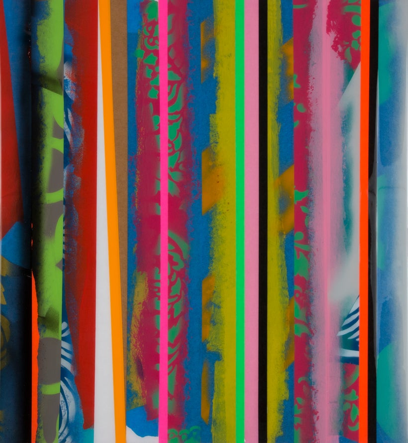Painting Demo 113
spraypaint collaged tape with resin on panel
22” x 24”