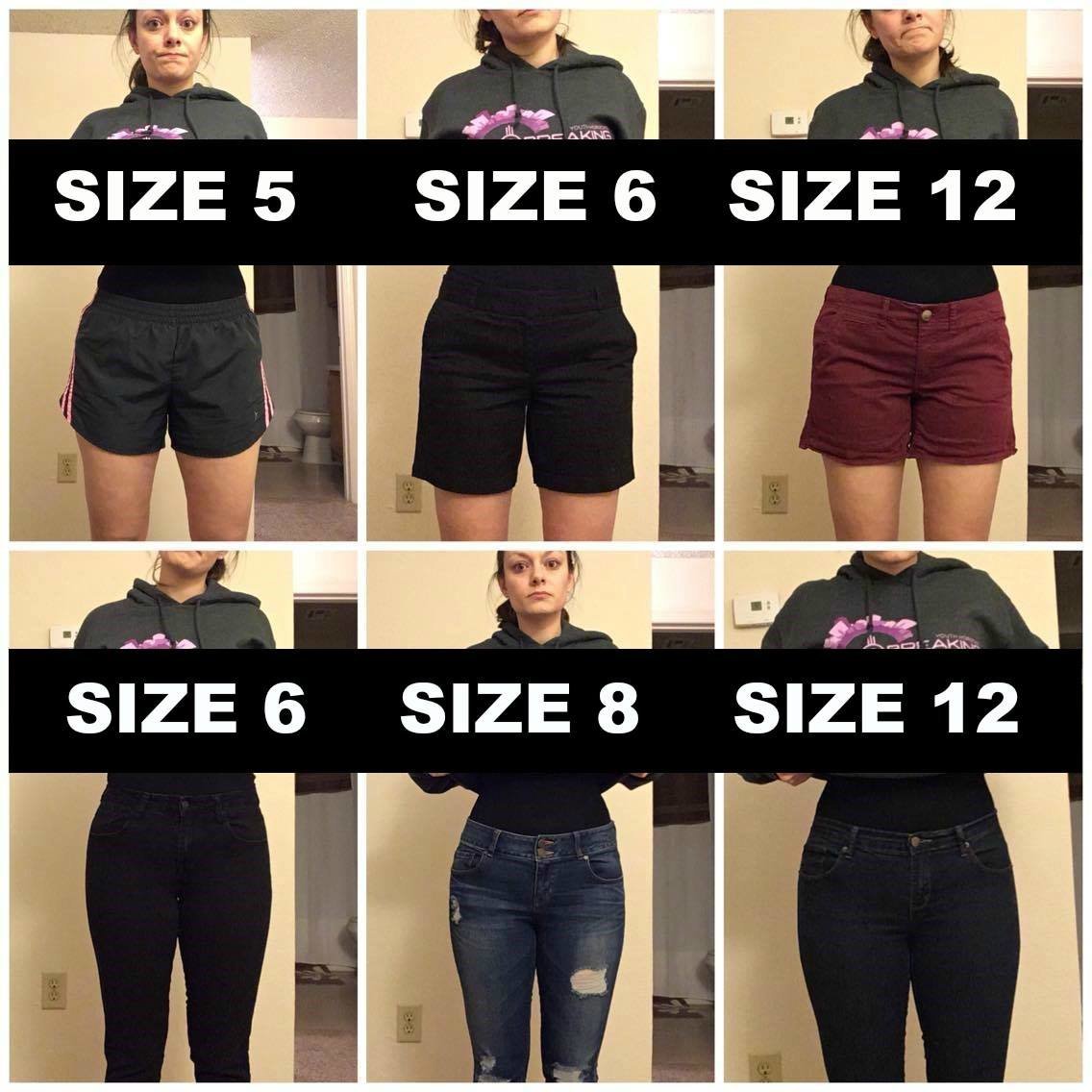 Woman Poses In Varying Pants Sizes To Make A Point About Body Image 