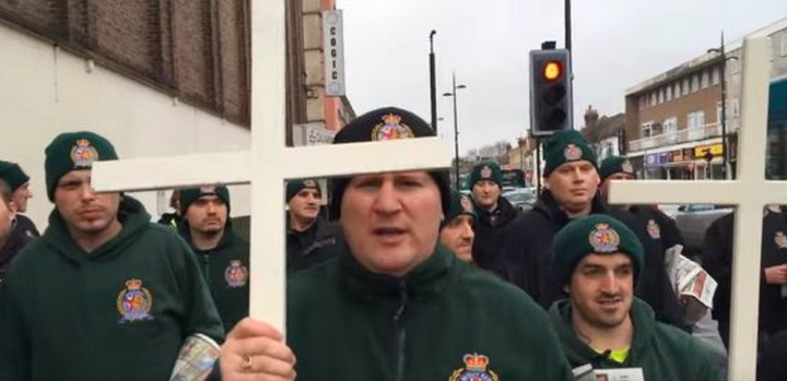 <strong>Golding during the far-right political parties Christian Patrol in Luton</strong>