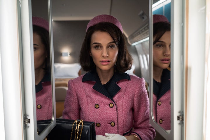 Natalie Portman plays Jackie Kennedy as a freshly bereaved widow. 