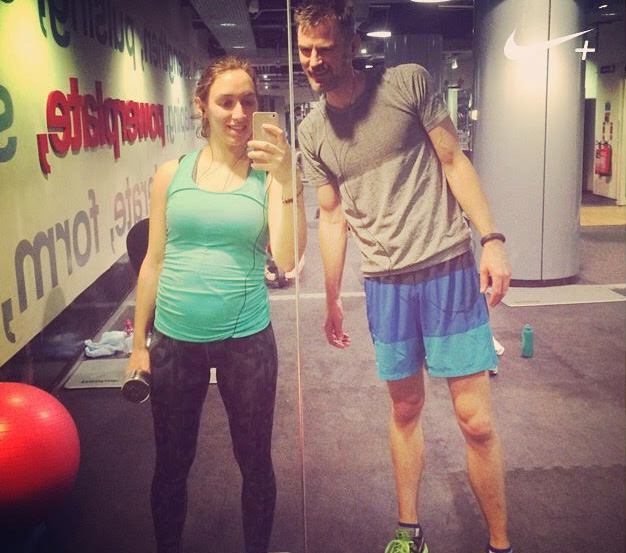 Alison Whitehouse working out with her husband while she was pregnant. 