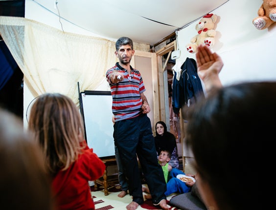 Ziad and his children now live in a tent.