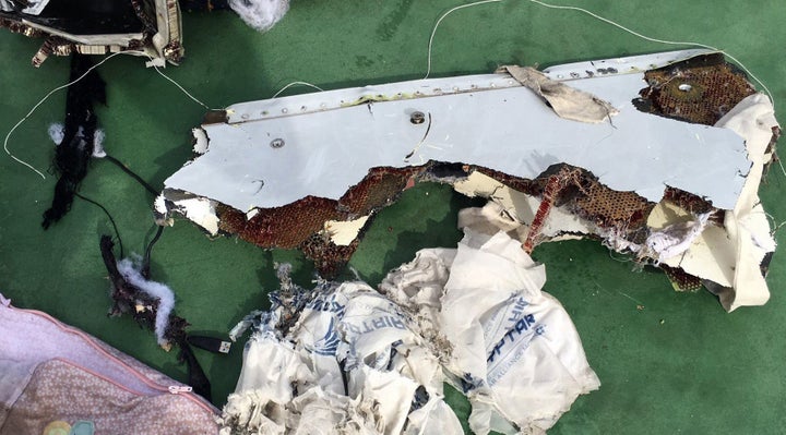 Some of the passengers' belongings and parts of the wreck of EgyptAir flight MS804