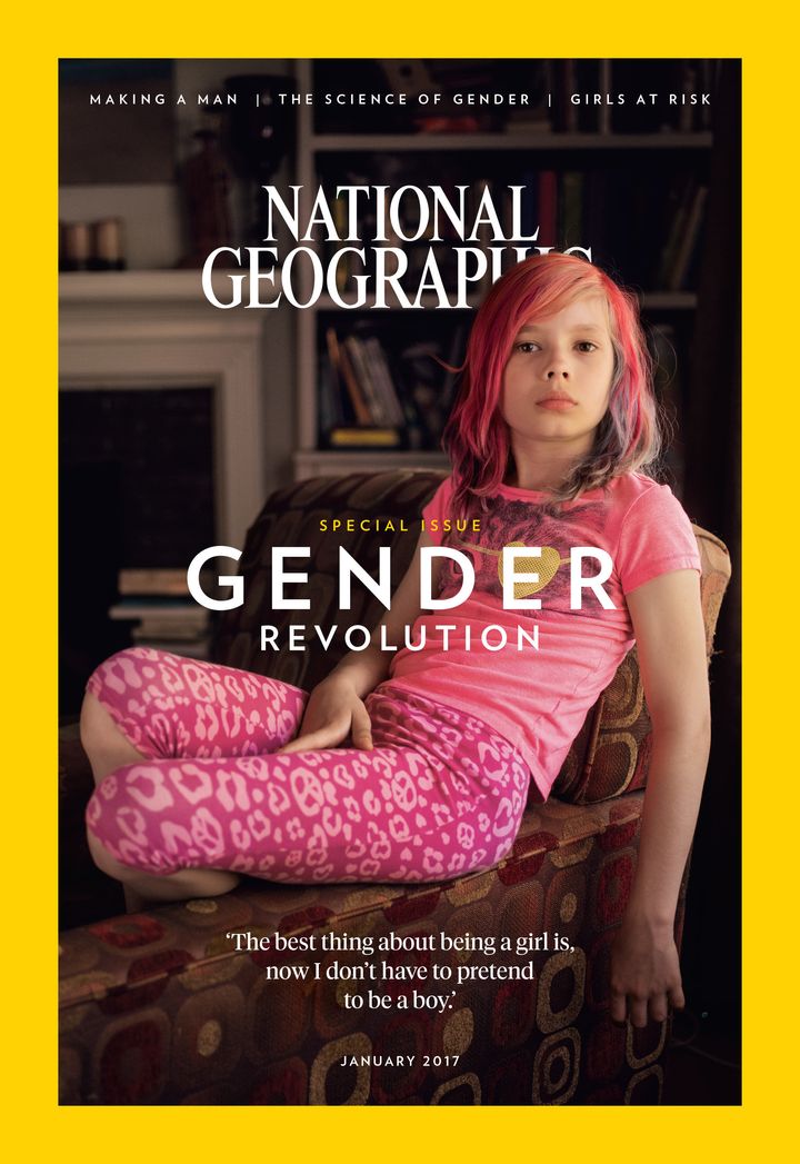 Avery Jackson, 9, covers the subscriber's edition of National Geographic's "Gender Revolution" issue in January. 