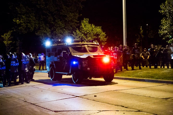 An armored police vehicle in Milwaukee, Wisconsin. Aug. 14, 2016