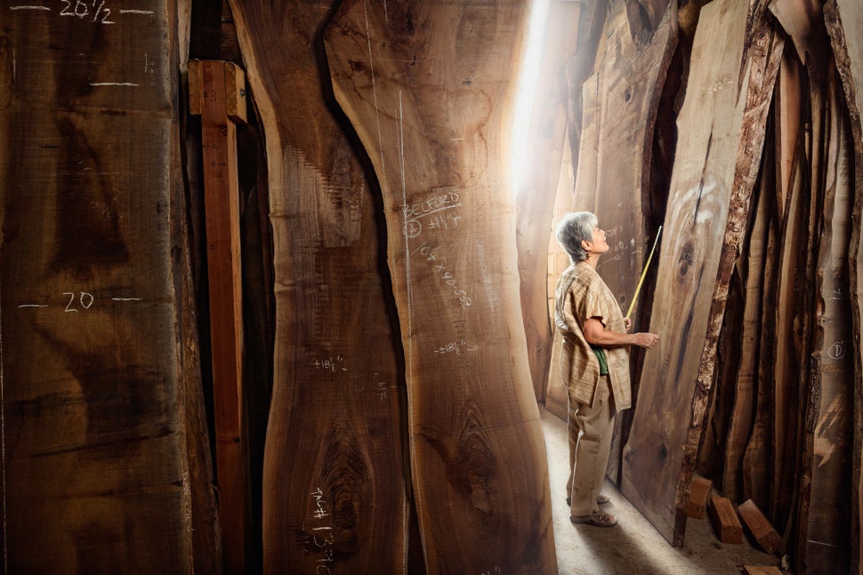 Mira Nakashima; Designer and Woodworker at George Nakashima Woodworking. Shot in New Hope, PA.