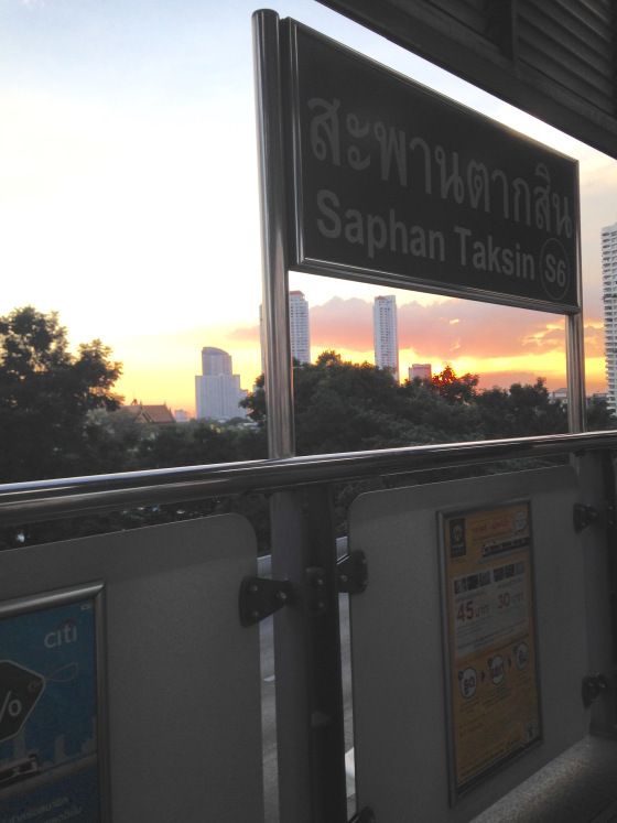 Sunset from the Saphan Taksin Station.