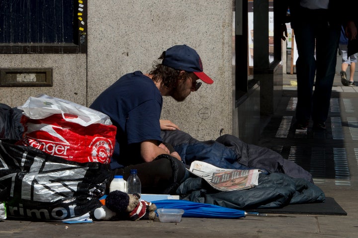 A homeless man in central London