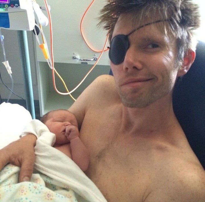 Ryan with his newborn baby daughter, Addis, on 1 December 2015.