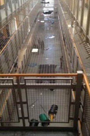 One picture showed the destruction inside one wing of the prison