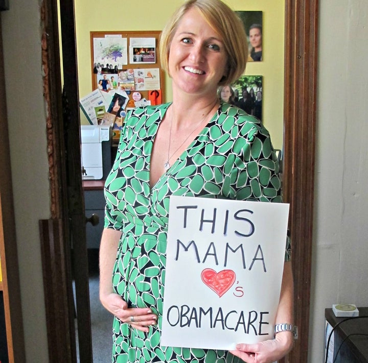 <p>A newly expectant Sara shows some love for the ACA in 2012 after the Supreme Court decision.</p>