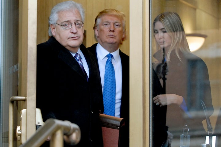 Donald Trump and Ivanka Trump exit U.S. Bankruptcy Court in Camden, New Jersey, with David Friedman on Feb. 25, 2010.