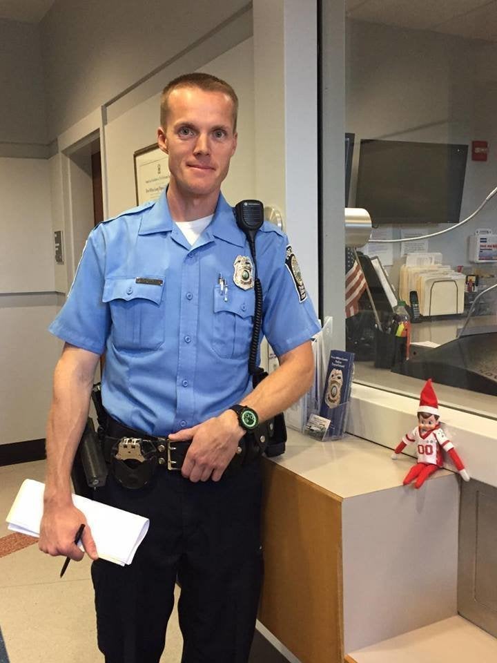 Officers told Villahermosa she couldn't take her newly located purse from the evidence locker until Dec. 9, so she snapped a quick photo of an officer and a borrowed elf to hold her son over.