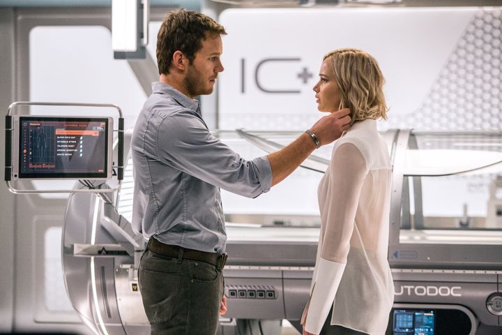 Chris Pratt and Jennifer Lawrence star in a scene from “Passengers.”