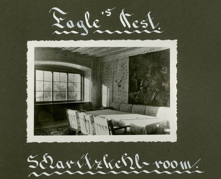 This photo of the Scharitzkehl room of the Eagle’s Nest shows the tapestry hanging on the wall. It belonged to an unknown U.S. Army soldier who reached Berchtesgaden in May 1945.