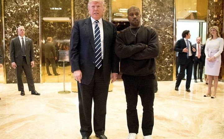 President-elect Trump meeting with Rapper Kayne West at Trump Tower. FLOTUS Ivanka, in background, also in attendance.