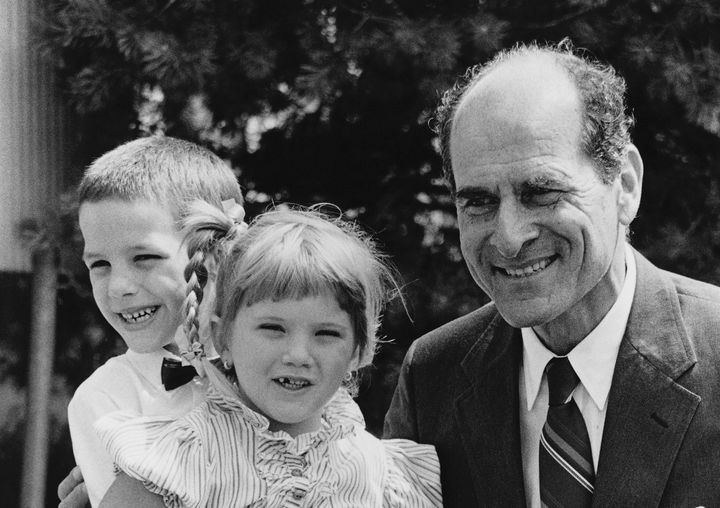 Dr. Henry Heimlich, with Brent Meldrum, 5, and Tanya Brandon, 6. Meldrum used the maneuver to save his friend Brandon after she started choking on a piece of candy.
