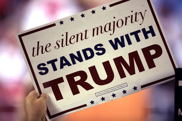 Trump has resurrected Nixon’s notion of the ‘Silent Majority’ this election season. Sign seen at a rally in Phoenix, Arizona.
