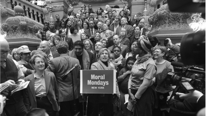 Weingarten speaks last year at a Moral Monday rally in support of public education at the state Capitol in Albany, N.Y. 