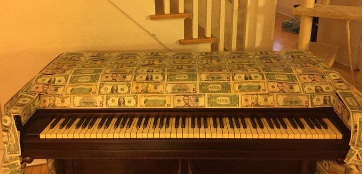 The piano used in the music video for "Gimme Money For Christmas" by Ian & The Dream