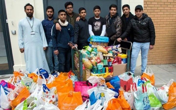 Pupils of the London East Academy with some of their haul.