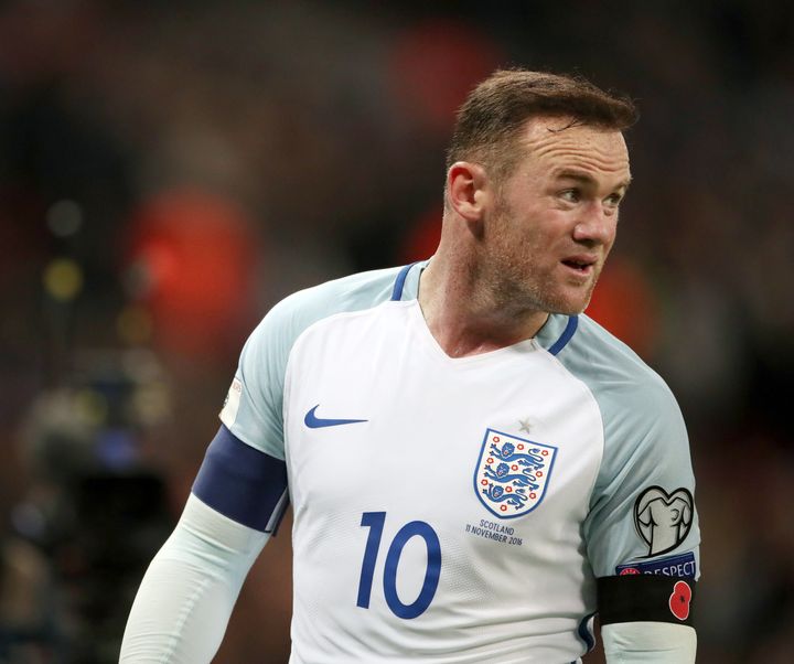 England's Wayne Rooney wore the poppy symbol during the Group F qualifier at Wembley, London