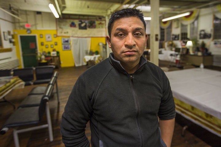 <p><em>Henry Aguilar at the offices of Fuerza Laboral in Central Falls, Rhode Island. </em></p>