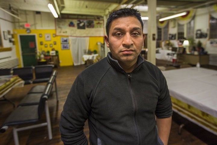 Henry Aguilar at the offices of Fuerza Laboral in Central Falls, Rhode Island. 