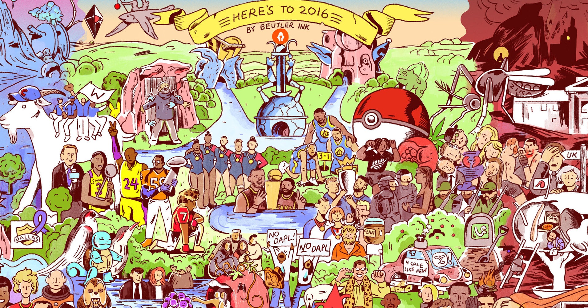 Nearly Everything That Happened In 2016 In One Highly Detailed Illustration HuffPost nearly-everything-that-happened-in-2016-in-one-highly-detailed-illustration-huffpost