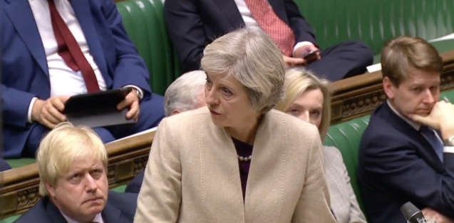 Theresa May appeared to learn of the attack during a session in the Commons