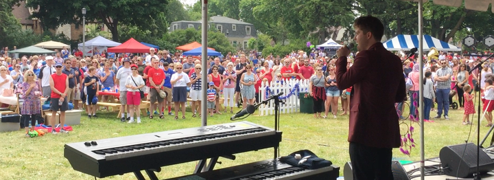 <p>Ian Ash performs with Ian & The Dream at Klode Park in Whitefish Bay, WI. July 4, 2016.</p>