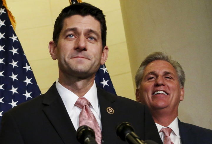 Kevin McCarthy (right) has Speaker Paul Ryan's ear. He also has a number of constituents depended on Obamacare.
