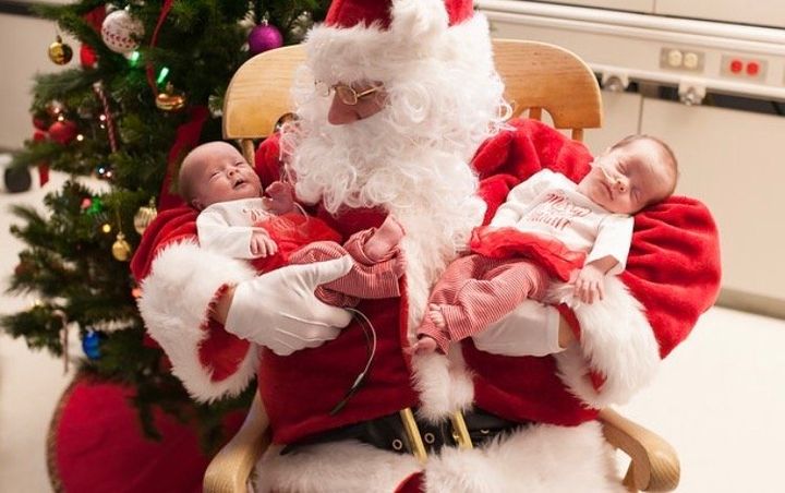 Rachel Speer said Santa was "incredibly sweet and gentle" with her twin girls.