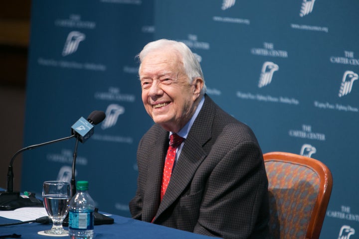 ATLANTA, GA - AUGUST 20: Former President Jimmy Carter discusses his cancer diagnosis during a press conference at the Carter Center on August 20, 2015 in Atlanta, Georgia.