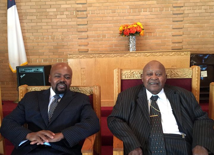 John Fountain with his grandfather George A. Hagler, 95, his idol and the patriarch and eldest living member of his family sit together at True Vine Church Of God In Christ, in Bellwood, Illinois, a suburb west of Chicago. The church was founded by Bishop Hagler and his wife, the late Florence G. Hagler.