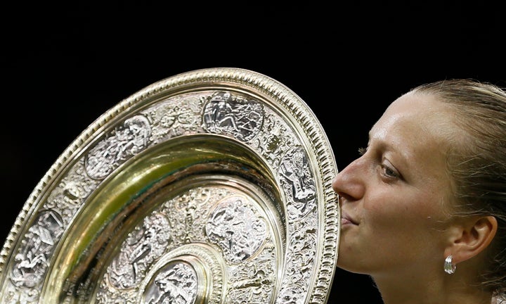 <strong>Petra Kvitova after winning Wimbledon in 2014.</strong>