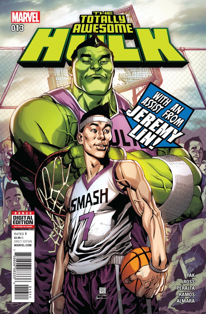 Jeremy Lin on the cover of "The Totally Awesome Hulk." 