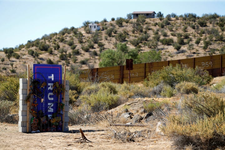 Artists David Gleeson and Mary Mihelic created a version of Trump's wall next to the actual border in Jacumba Hot Springs, California, during the presidential campaign.