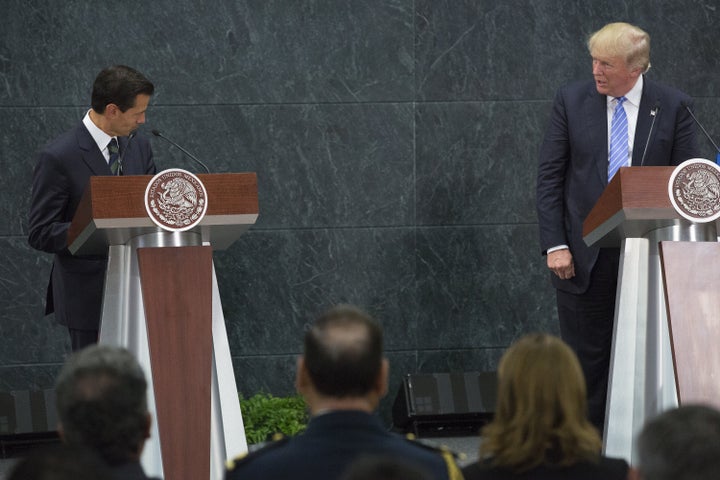 Mexican President Enrique Peña Nieto and Donald Trump spoke during a joint appearance in Mexico City on Aug. 31, 2016.