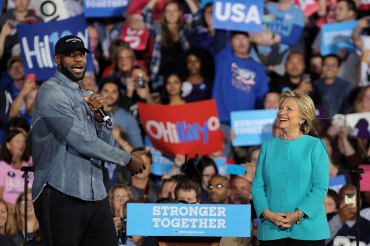 LeBron James appeared with Hillary Clinton during a campaign rally in Cleveland on Nov. 6.