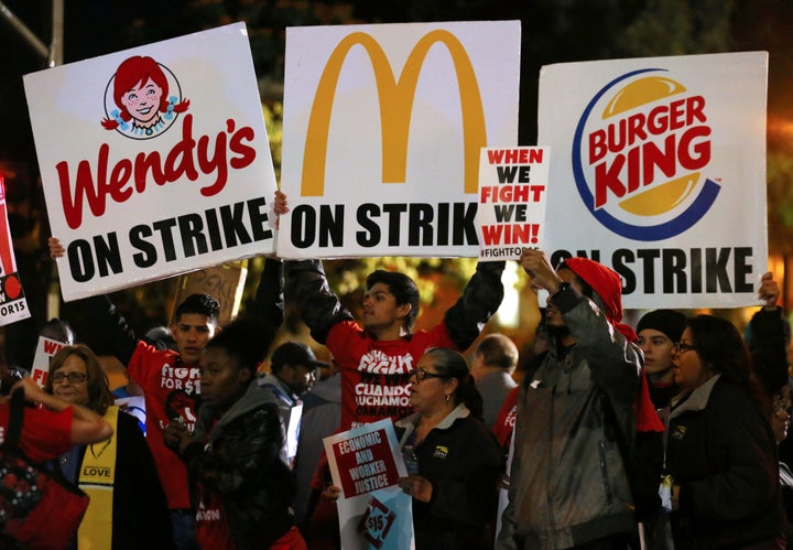 Fight for $15, here leading a demonstration in San Diego on Nov. 29, has helped propel many of the minimum wage measures.